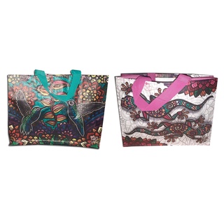 2 Mini Sacolas de Ráfia Ecológica Retornável Ecobag 30x23x15 cm (Tamanho Pequeno) Estampas Sortidas B4U em Oferta na Shopee
