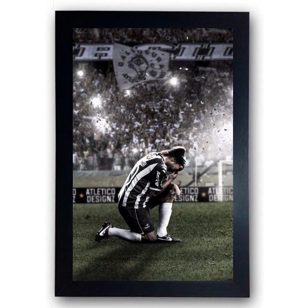 Lindo Quadro Ronaldinho Gaúcho Atlético Mineiro Moldurado A4