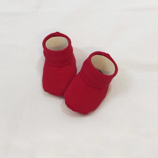 VERMELHO LISO Sapatinho Pantufa para Recém Nascido Bebê 100% Algodão Antialérgico e Macio em Oferta na Shopee