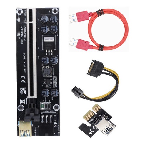Adaptador PCI-E 1x A 16x Para Minería BTC – 2 Unidades Con LED Azul Y Cables Incluidos