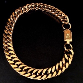 Pulseira Masculina Dourado 21cm X 8mm Grumet Elos Duplos