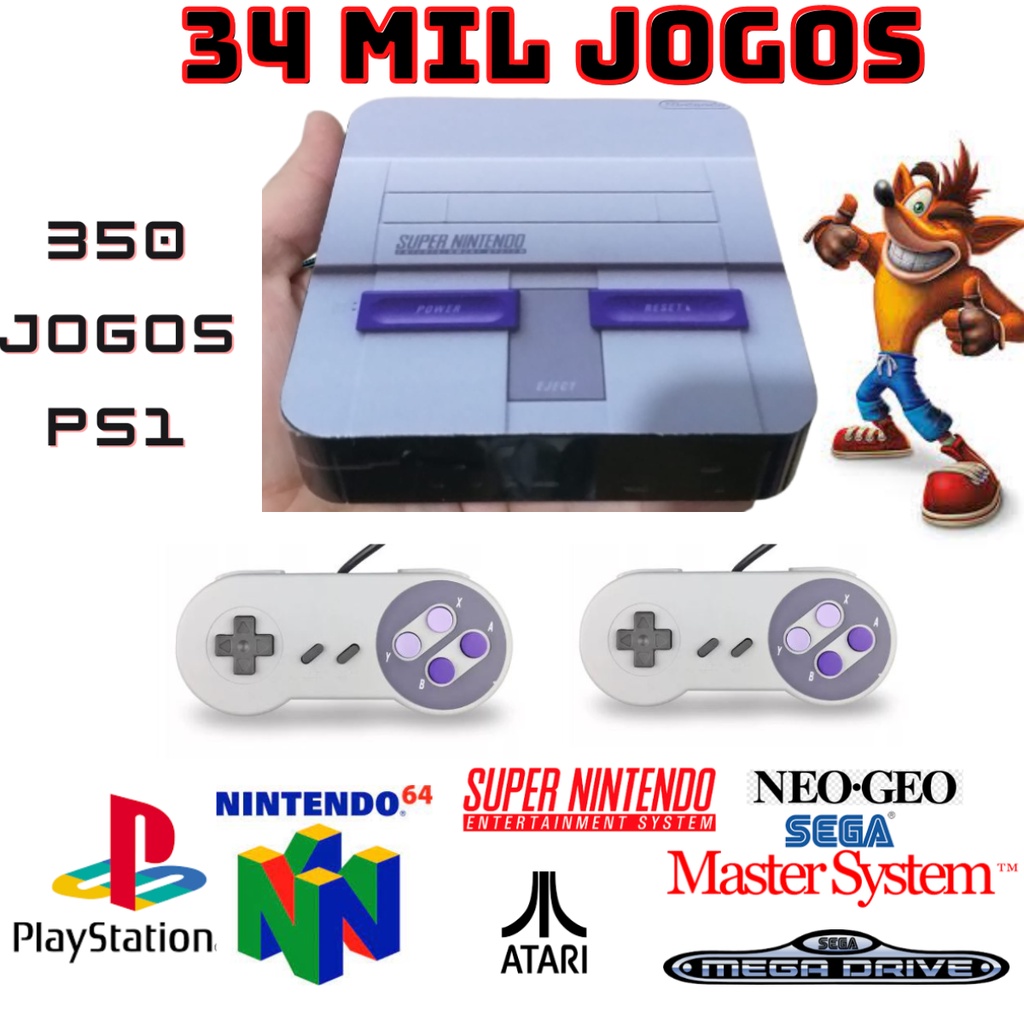 Imagem Videogame Hiper  Retro 34 Mil Jogos  2 Controles Snes