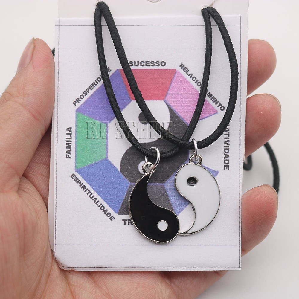 kit 2 colar cordao yinyang yin yang masculino feminino conjunto colar amizade best friends em Oferta na Shopee