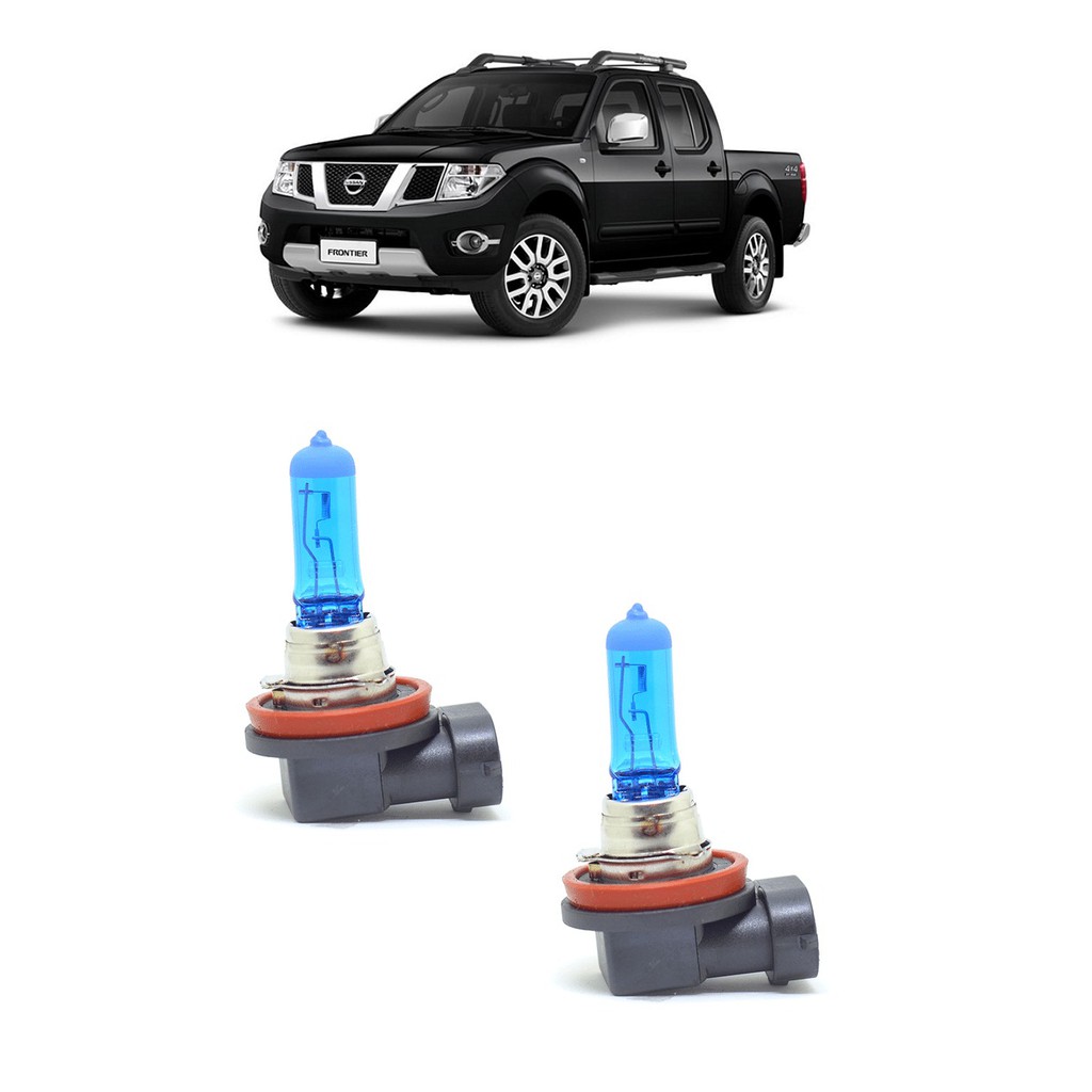 Par Lampada Super Branca Farol de Milha Frontier 2008 2009 2010 2011 2012 2013 2014 2015 8500K H11