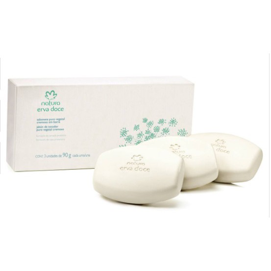 Erva Doce Sabonete Natura Puro Vegetal Cremoso com 3 Unid 90g Novo Original