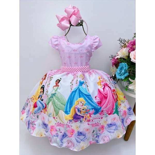 Vestido Das Princesas Da Disney Rosa Luxuoso | Shopee Brasil