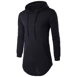 Camiseta longline manga longa com capuz e zíper Stecchi