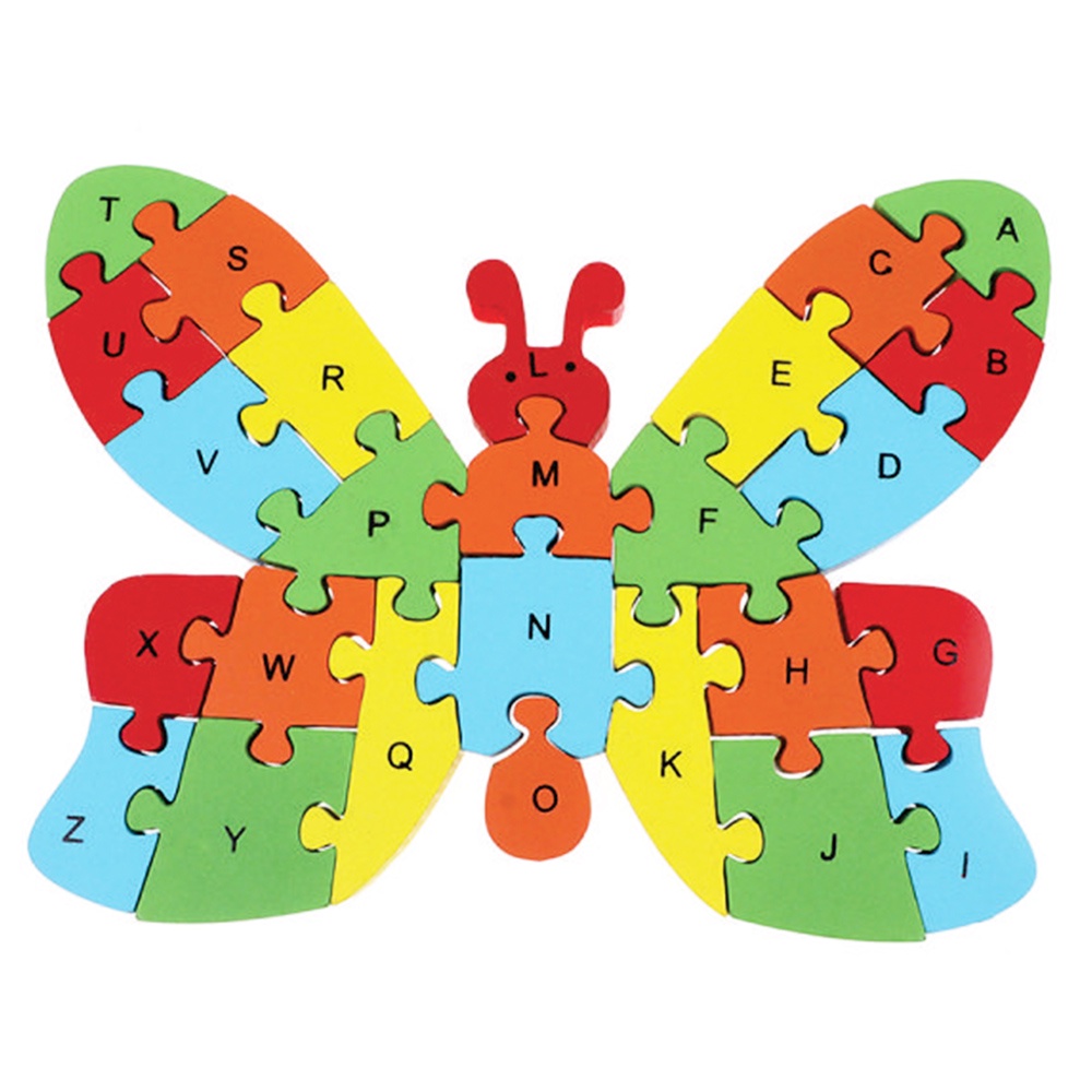 Quebra-cabeça Madeira Infantil Educativo Montessori Animal Borboleta Com 26 Peças do Alfabeto em Oferta na Shopee