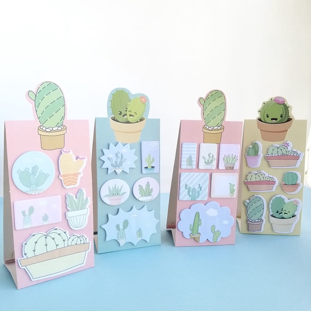 Kit Bloco De Notas Adesivos Lembretes Cacto Fofo - Papelaria Criativa