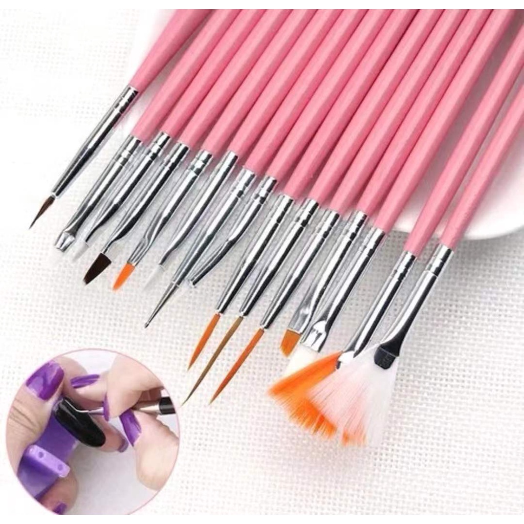 Kit 15 Pincel unhas Gel Uv Manicure Acrigel Profissional completo +brinde