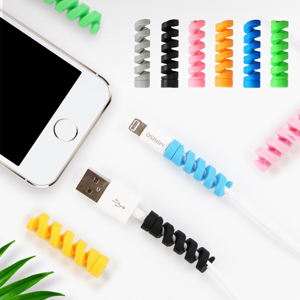 1pçs Carregador Espiral Protetor De Cabo Linha De Dados Bobina De Silicone USB Para Telefones Capa De Suporte Clip De Bobinador