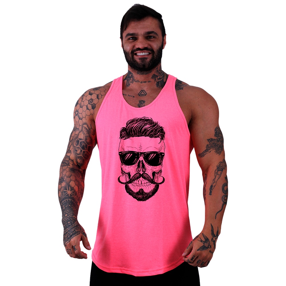 Regata Longline MXD Conceito Caveiras Bigode Cachimbo Peças Boné Academia Musculação Casual