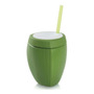 2 Copo Coco Verde C/ Canudo 850ml Plástico Injetemp OriginaL