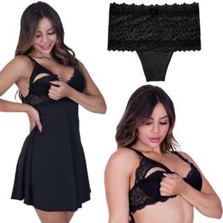 Kit Maternidade Sutiã de Amamentação + Camisola Amamentação + Calcinha Pós Parto Gestante em Oferta na Shopee