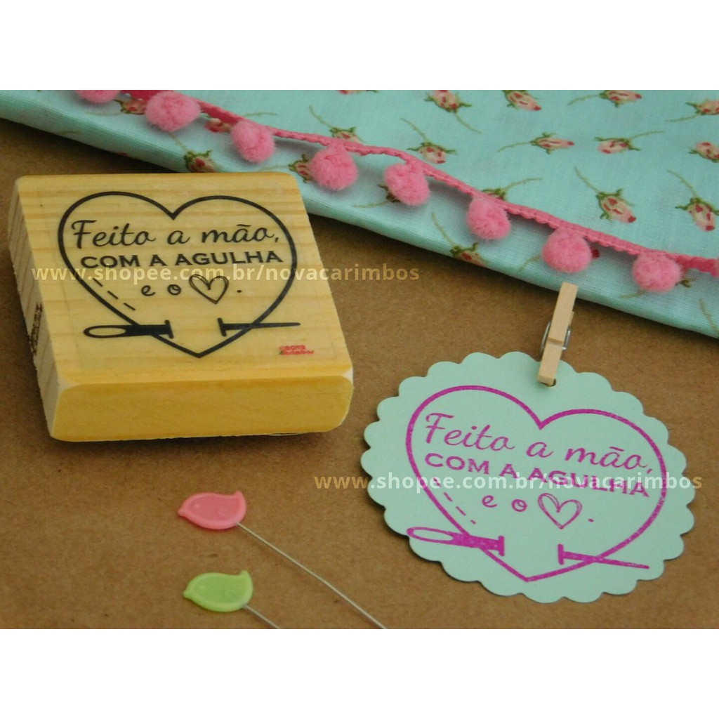 Carimbo Tag - Feito a mão com a agulha e o coração - tam. aprox. 5x5cm