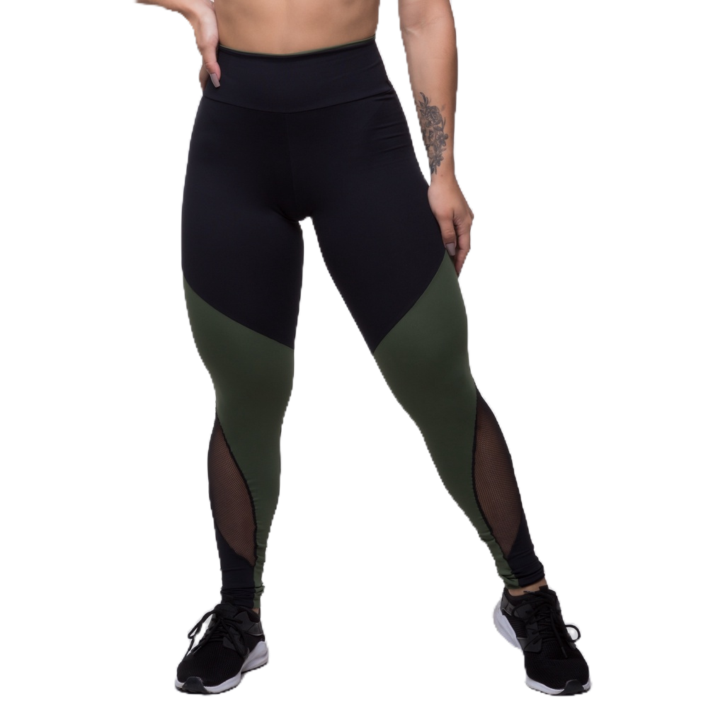 Calça Legging Fitness Feminina Dily Poliamida com Recortes Roupas para Academia Fabricação Própria
