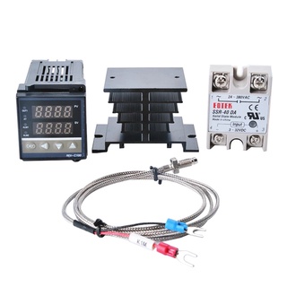 Kit Controlador Temperatura Digital Pid 40a Rex-C100 Bivolt Termostato Relé SSR 40A Termopar K Dissipador de calor