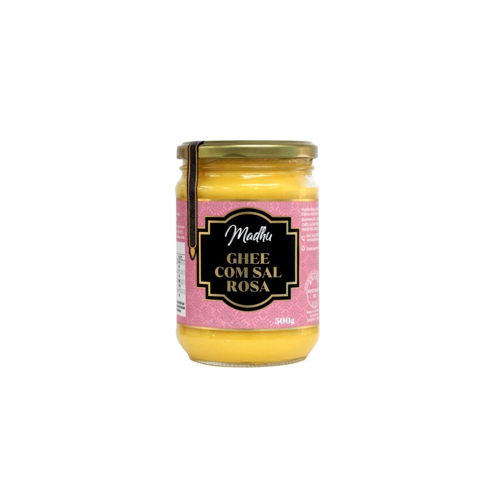 Ghee com Sal Rosa do Himalaya 500g | Madhu Ghee- Manteiga Ghee | zero lactose | zero caseina |100% pura e saudável