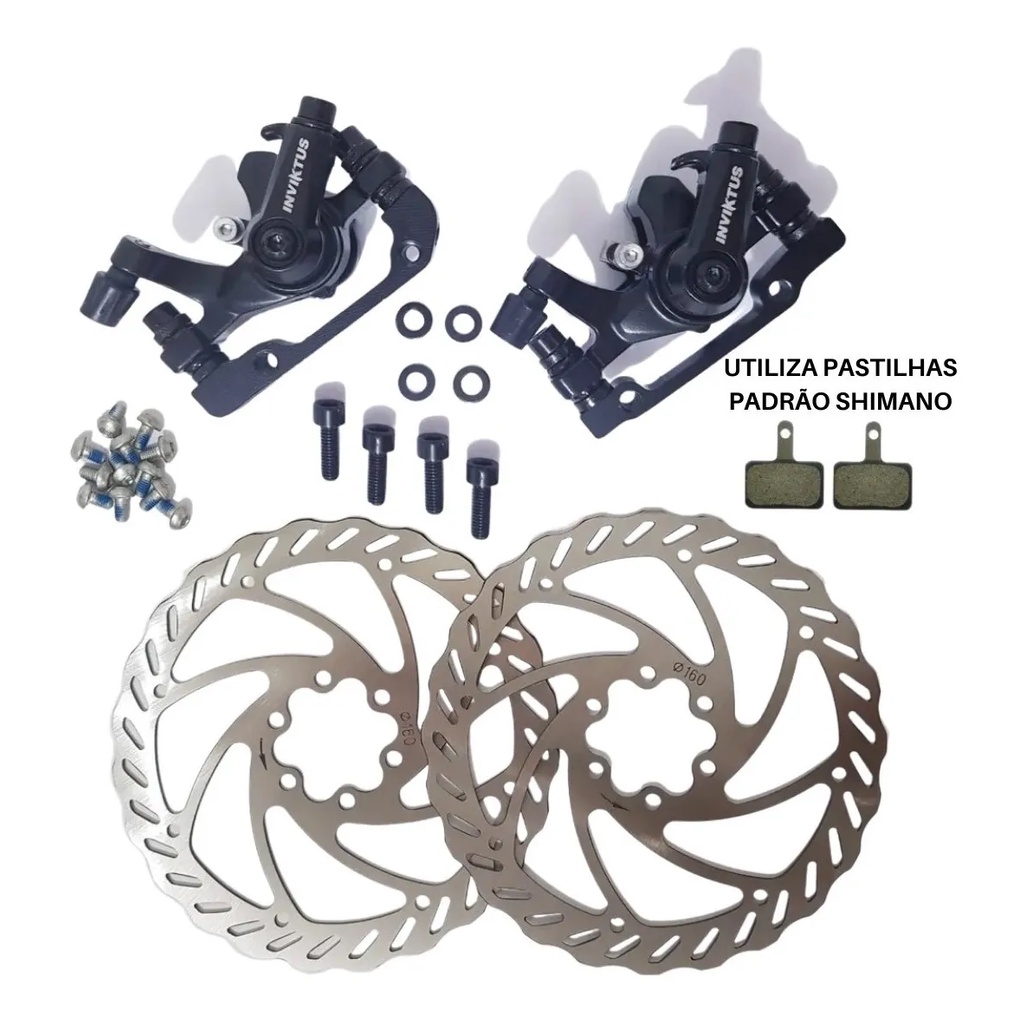 Kit Freio A Disco Bicicleta Mecânico Disco Pinças Rotor Par Inviktus Mtb