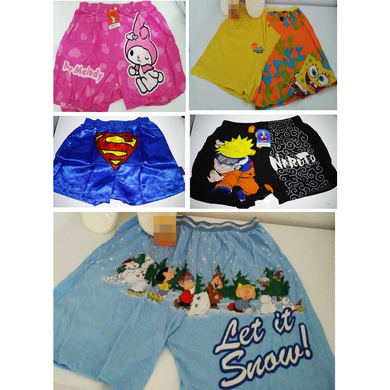 Cueca samba-canção adulto importado unisex: Bob Esponja, Superman, Naruto, Hello Kitty, Snoopy