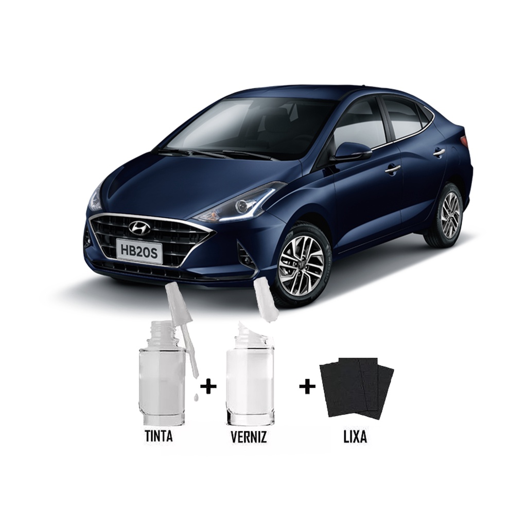 Tinta Tira Risco Automotivo Azul Sapphiro Hyundai + Verniz 15ml em Oferta na Shopee