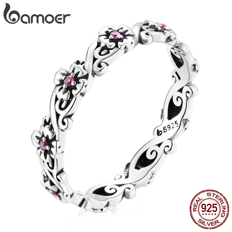 Bamoer Anel Feminino De Prata 925 Vintage Com Zircônia Fashion BSR235-6