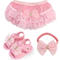 Kit para Bebê - Sandália de Bebê, Calcinha Bunda Rica e Faixa de Cabelo - Recém Nascida