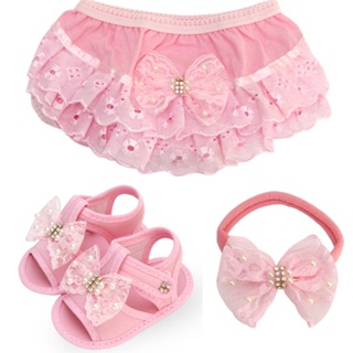 Kit para Bebê - Sandália de Bebê, Calcinha Bunda Rica e Faixa de Cabelo - Recém Nascida em Oferta na Shopee