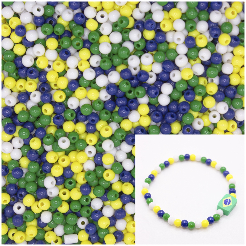 Missanga Bola 6mm Copa do Mundo P/ Pulseira Colar 1000pçs
