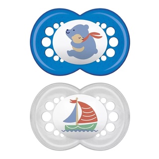 Kit 2 Chupetas Bico de Silicone Sayings 6m+ Azul - MAM