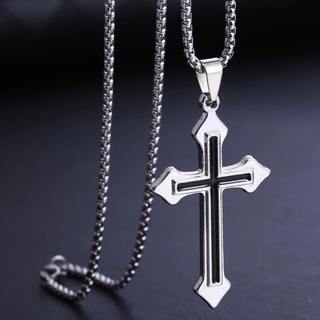 Clássico Colar De Aço Titânio Simples Jesus Cross Pendant/Hip Hop Punk Gothic Correntes Inoxidável Necklace