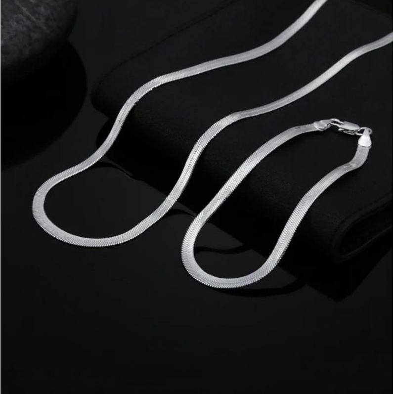 Conjunto Gargantilha Pulseira Corrente Laminada Aço Inoxidável 316L Corrente Fio Liso Ajustavel