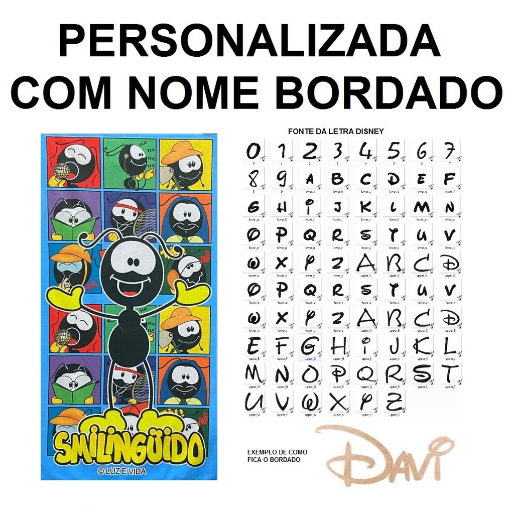 Toalha de Banho Infantil Smilinguido PERSONALIZADA NOME BORDADO