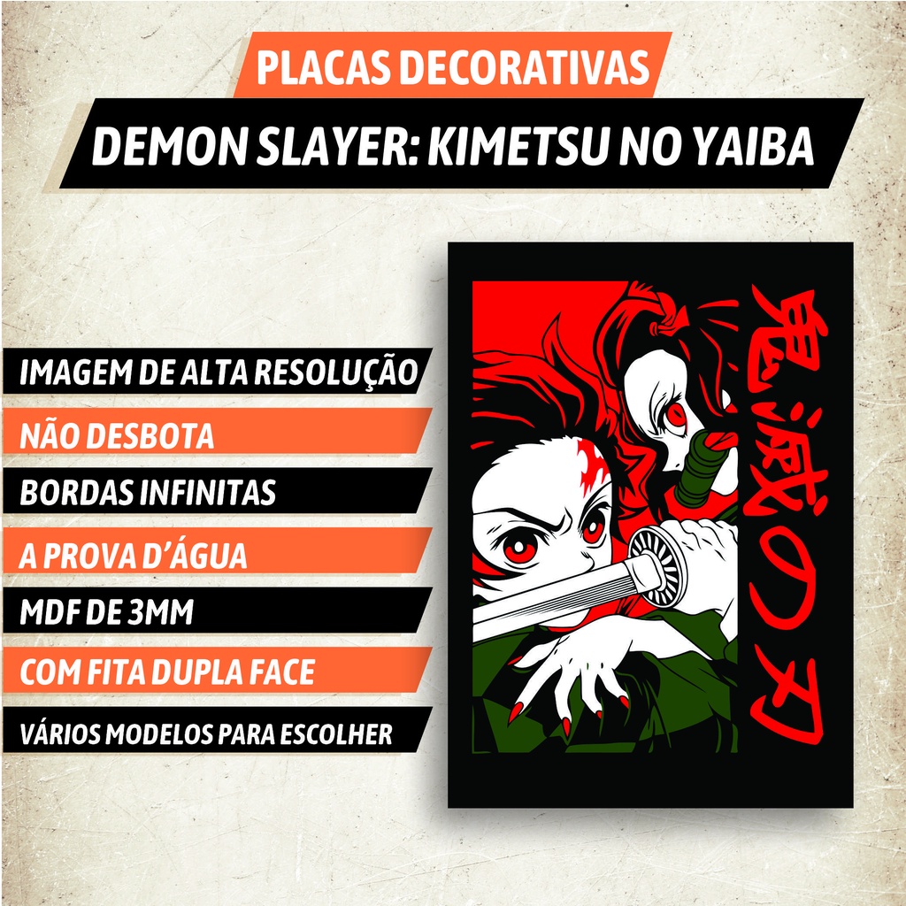 Quadro Decorativo Demon Slayer Desenho Anime Salas Quartos