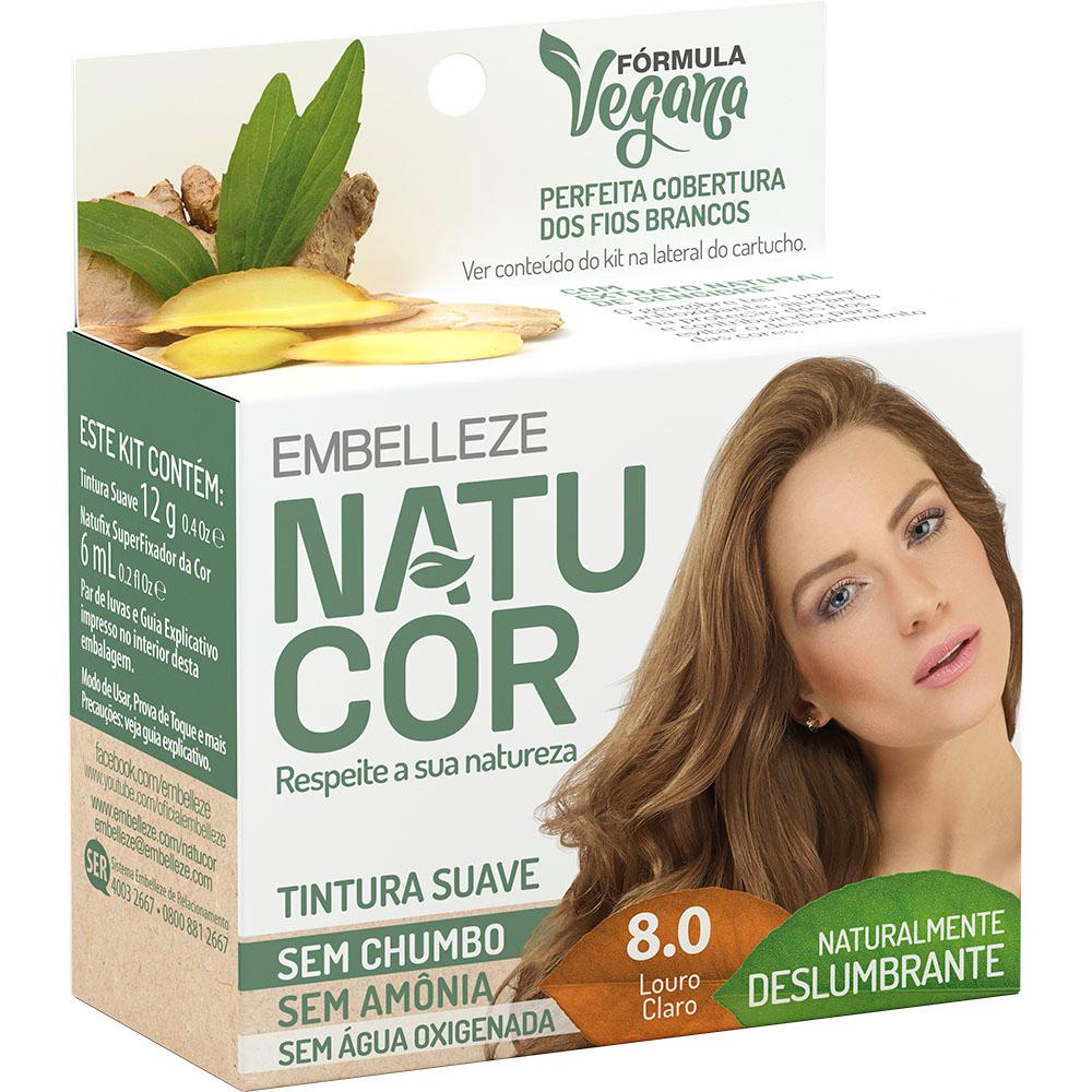 Tinta de cabelo natucor naturalmente deslumbrante louro claro 8.0