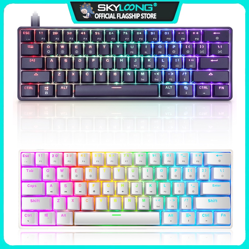 SKYLOONG® Teclado mecânico GK61 SK61 60% sem fio Bluetooth teclado Gateron Mx RGB retroiluminado para jogos