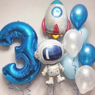 9 Pçs/set Espaço Exterior Astronauta Festa Foguete Balões De Hélio Folha Galaxy Tema Do Partido Meninos Crianças De Aniversário Decoração