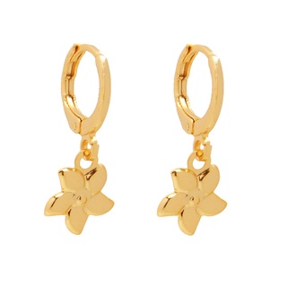 Brinco Argolinha Chapinha de Flor Folheado A Ouro 18k