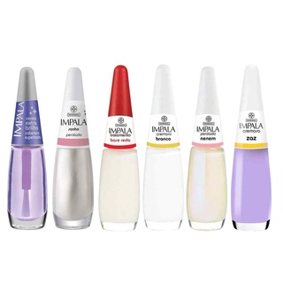 Kit Esmalte Impala Verniz, Sonho, Base Seda, Branco, Nenem, Zaz