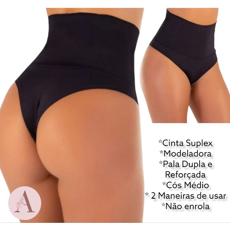 Calcinha Cinta Redutora em Suplex Compressão Cós Médio Modeladora em Oferta na Shopee