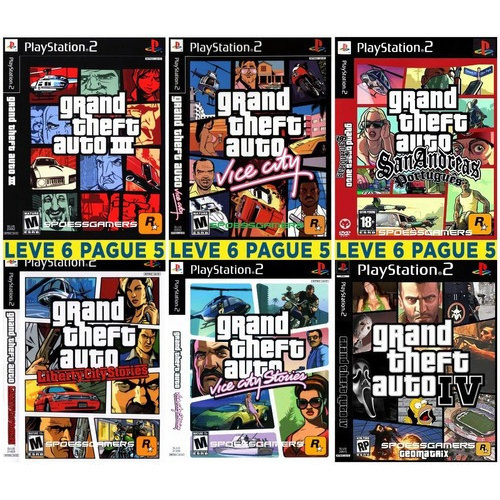 Gta Collection ( Grand Theft Auto ) 6 Jogos Ps2 Patch