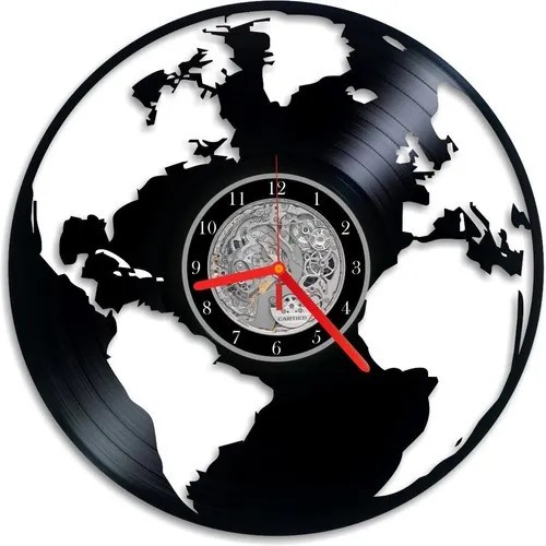 Planeta Terra - Relógio Disco De Vinil Decoração