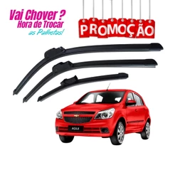 Kit Palheta Limpador Parabrisa Dianteiro + Traseiro Gm Agile 2008 2009 2010 2011 Encaixe Gancho