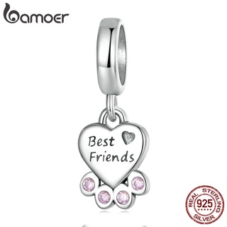 Bamoer Pingente De Prata 925 Formato De Coração Contas Em Garras Para Mulheres/Meninas/Faça Você Mesmo
