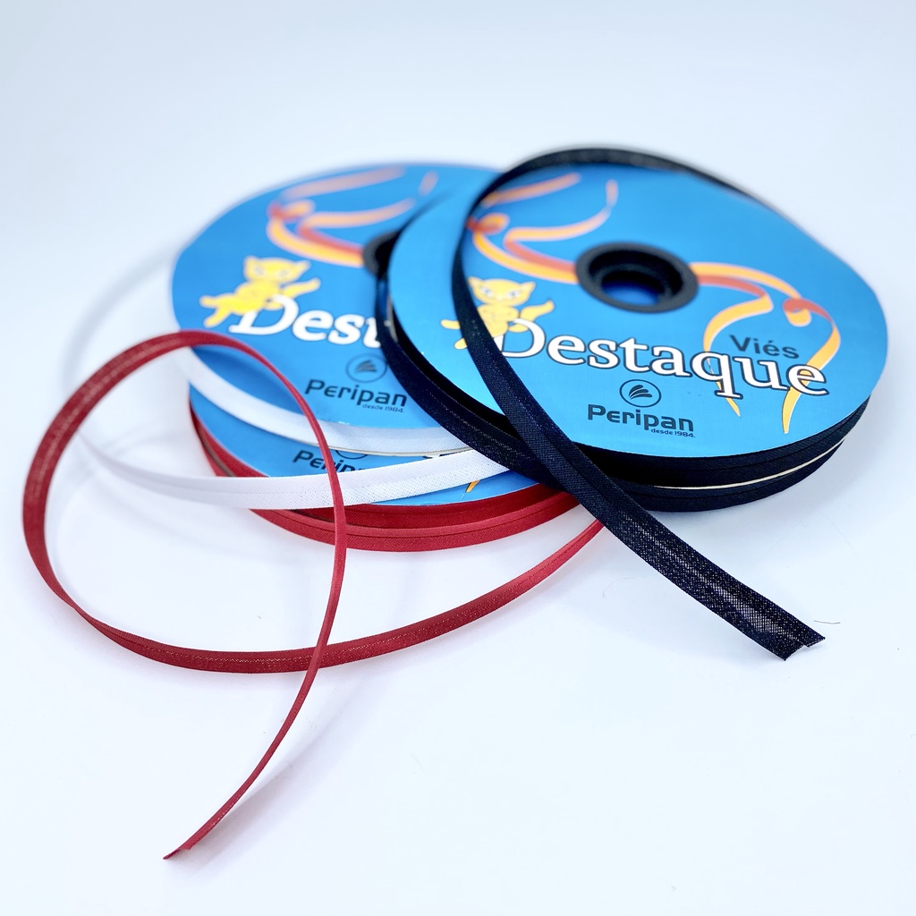 Kit 2 Rolos 50m Viés de Algodão ESTREITO 24mm aberto (12mm fechado) Peripan Destaque Artigo 9000