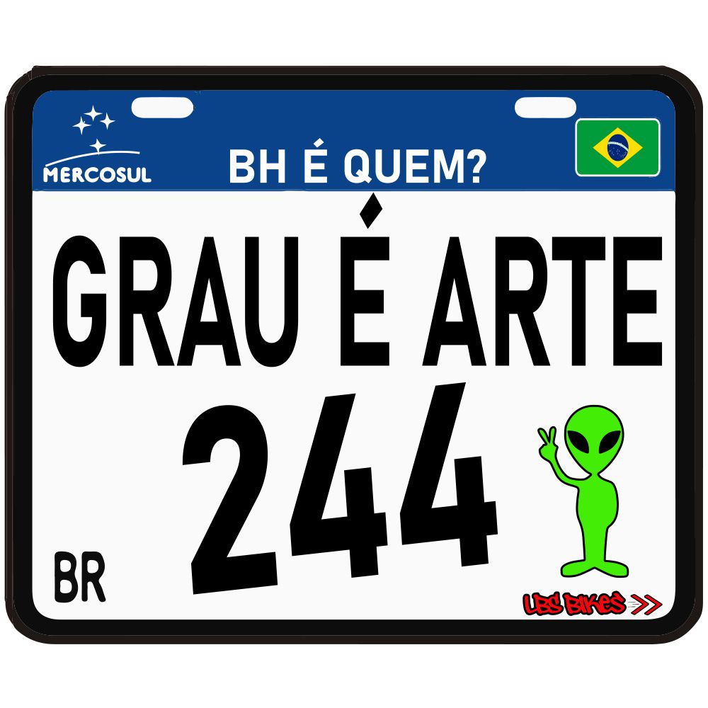 Placa de Bike Mercosul Escrita Grau é Arte da LBS BIKES | Shopee Brasil
