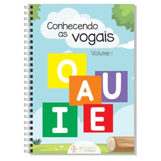 Livro de atividades infantil para alfabetização impressa CONHECENDO AS VOGAIS pequena A5 em Oferta na Shopee