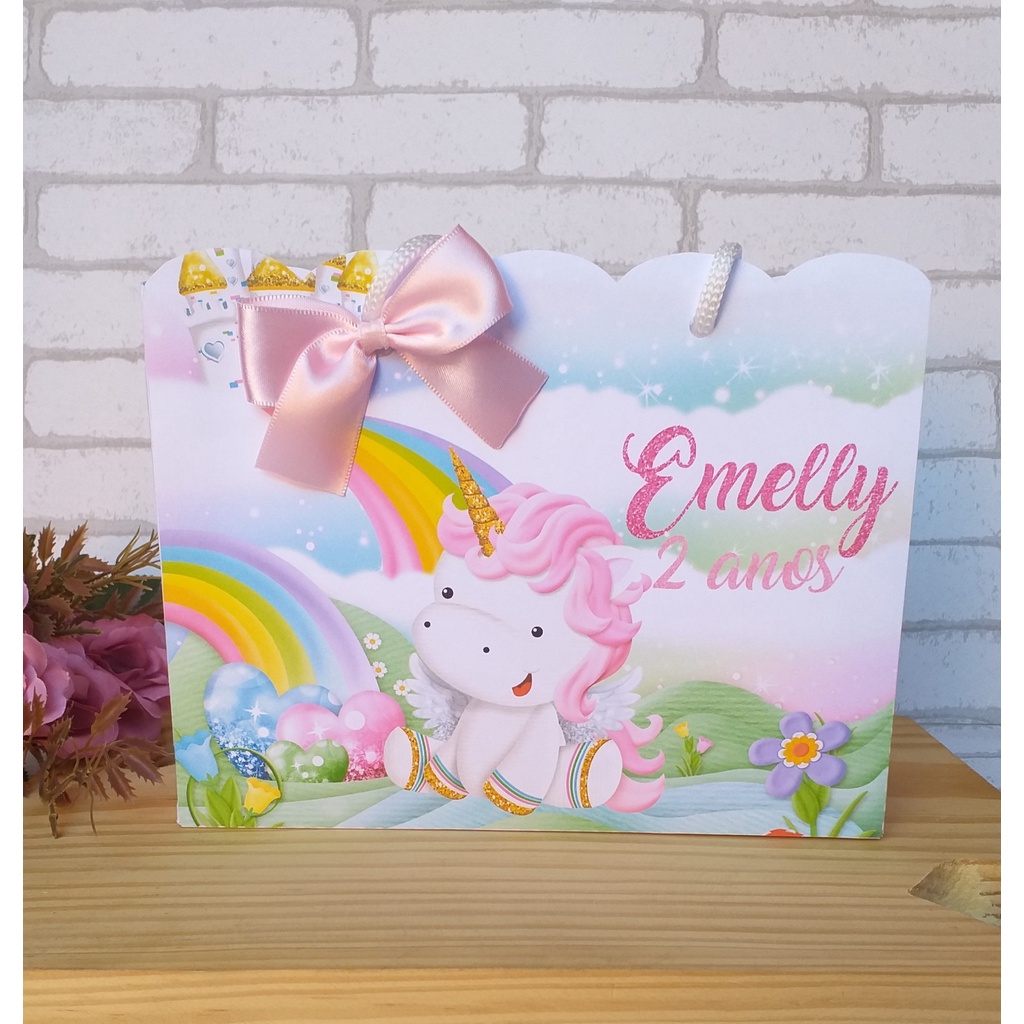Sacolinha Unicórnio Baby Kit festa | Personalizados | Aniversários | Papelaria Personalizada | caixinhas | Lembrancinhas