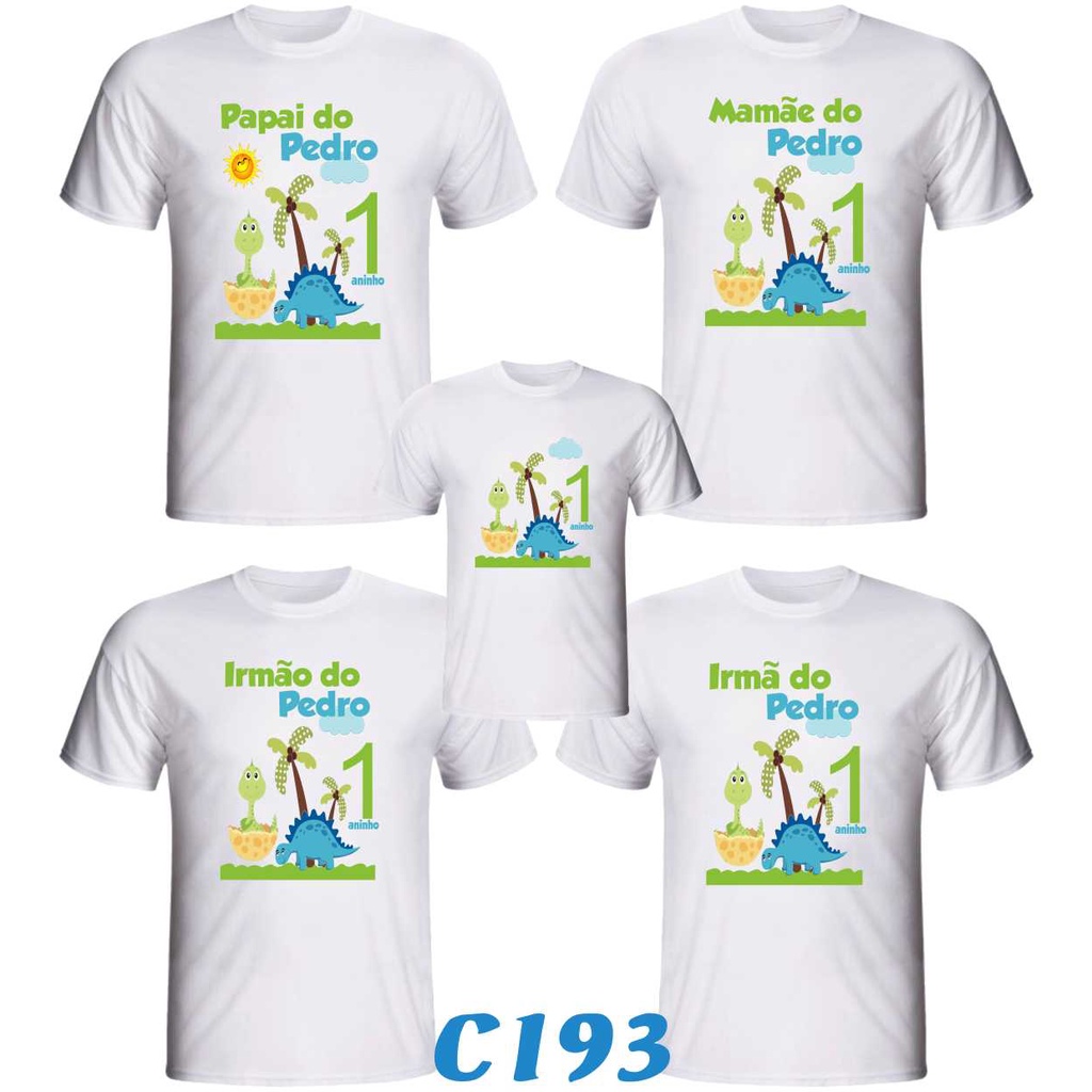 Kit 6 Camisetas " Dinossauros " e " Dinossauro Baby " para Aniversário ou festa personalizada Temática