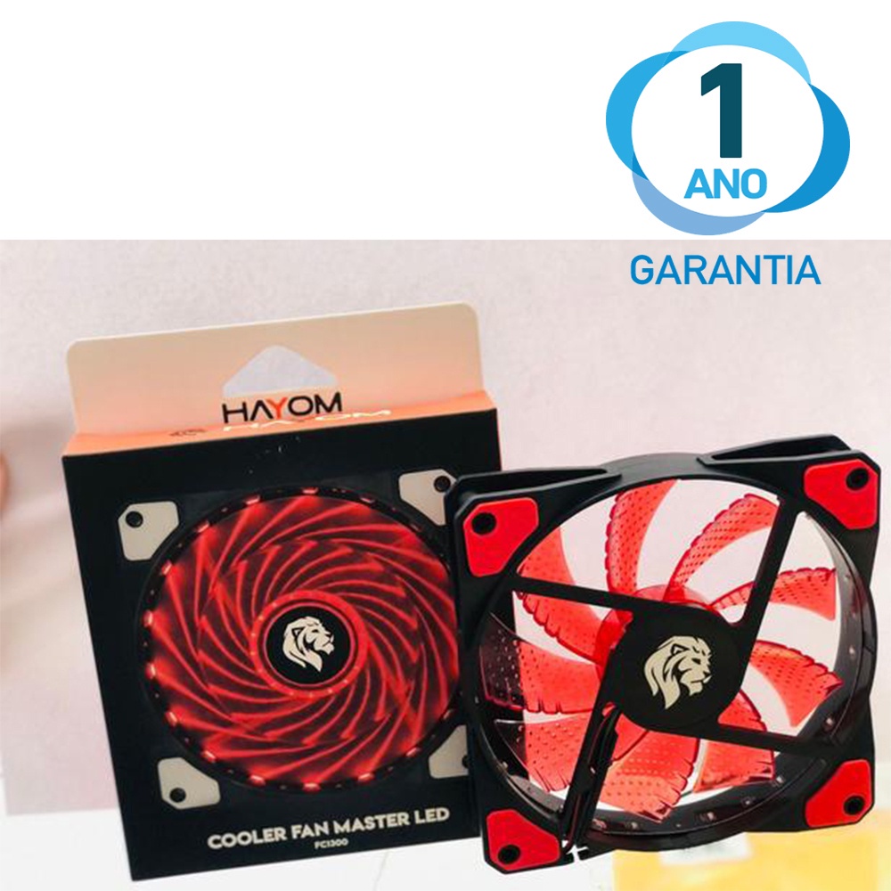 Fan Cooler para Pc Ventoinha Led Vermelho 1600 RPM 12x12cm